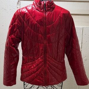Athleta Shiny Red Quilted Puffer Jacket -NWT